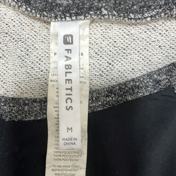 Fabletics Long Sleeve Sweatshirt Multi Texture Tie Front Black & Gray SZ M - Picture 8 of 12